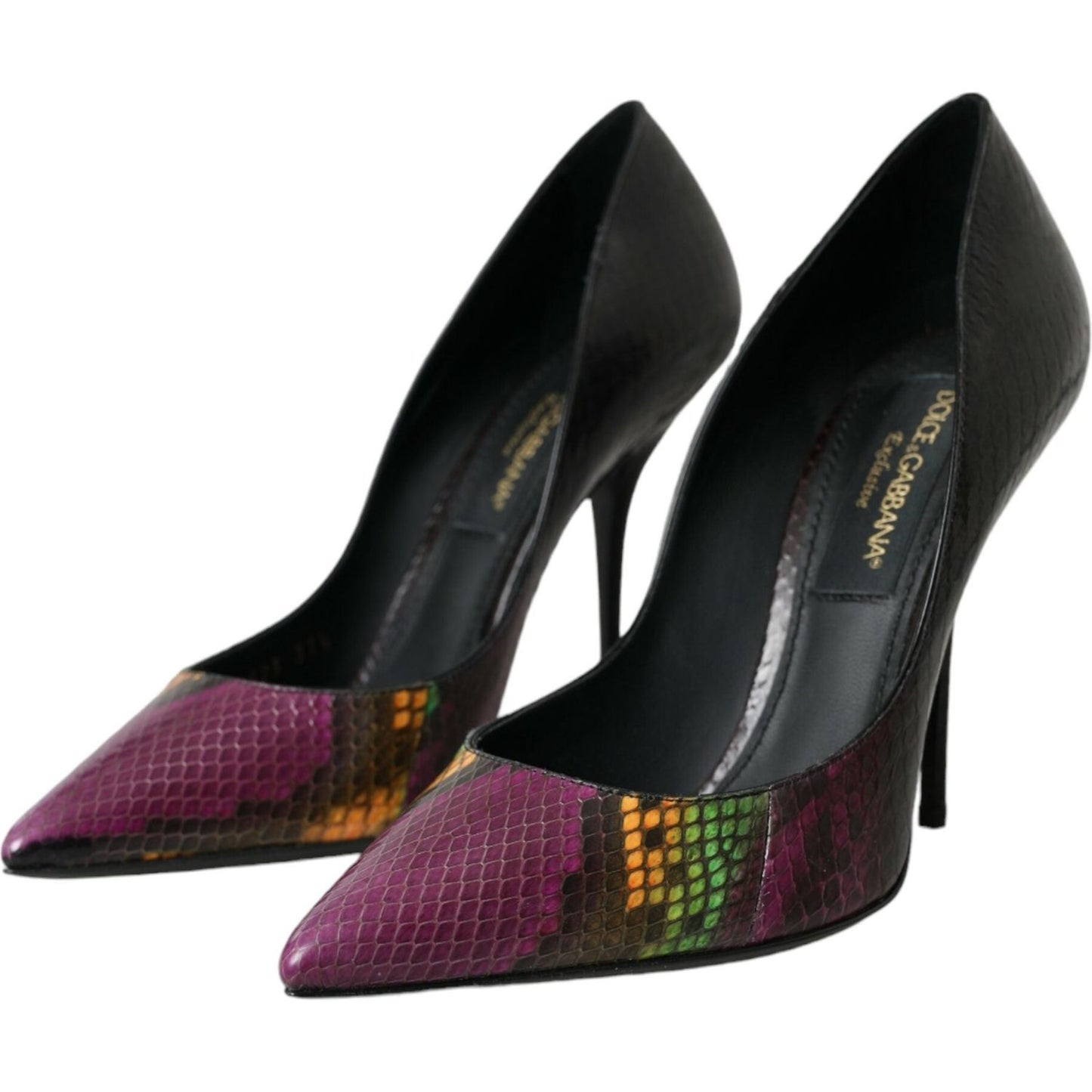 Dolce & Gabbana Multicolor Exotic Leather Heels Pumps Shoes Dolce & Gabbana Black
