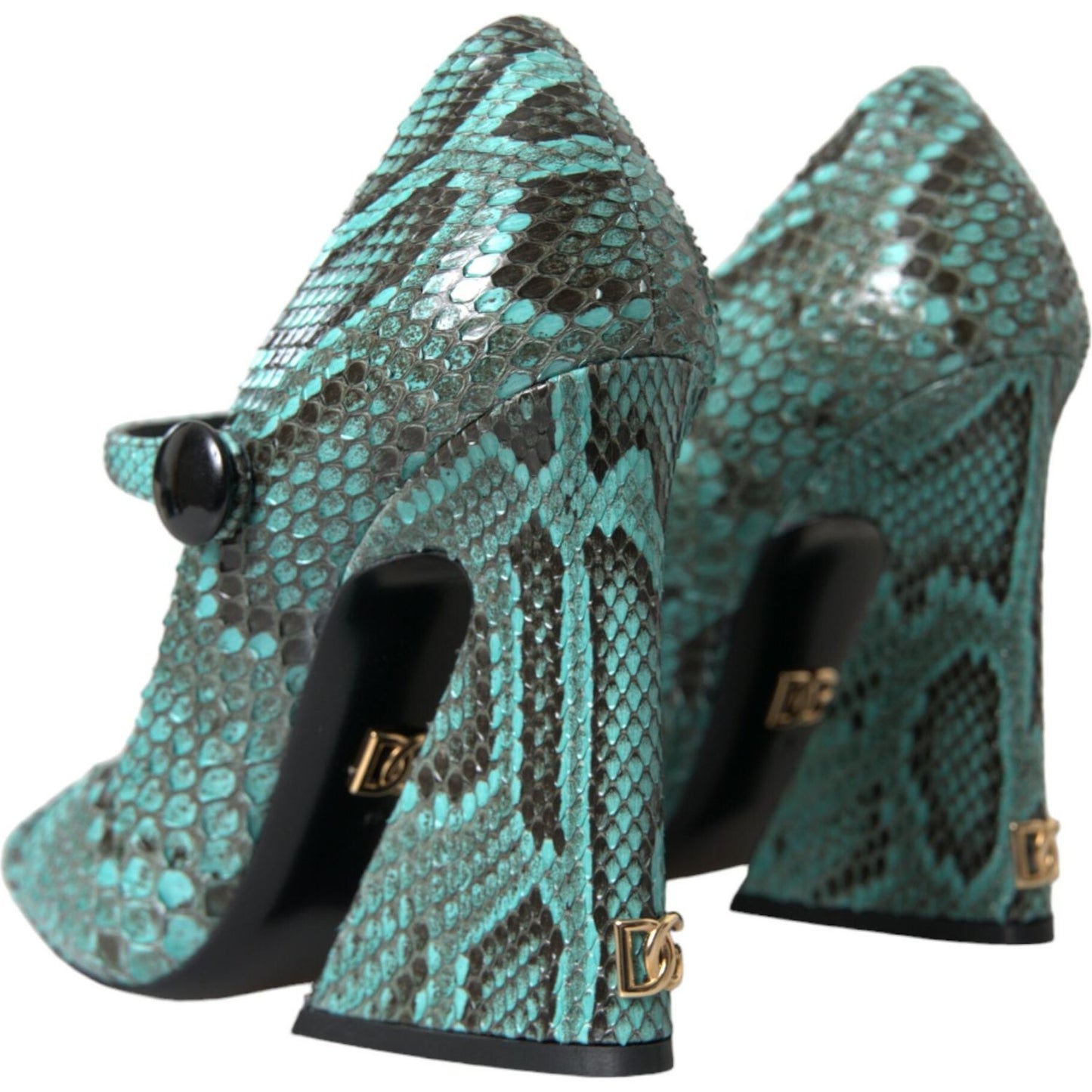 Dolce & Gabbana Aqua Python Leather Mary Jane Pumps Shoes Dolce & Gabbana Dark Slate Gray