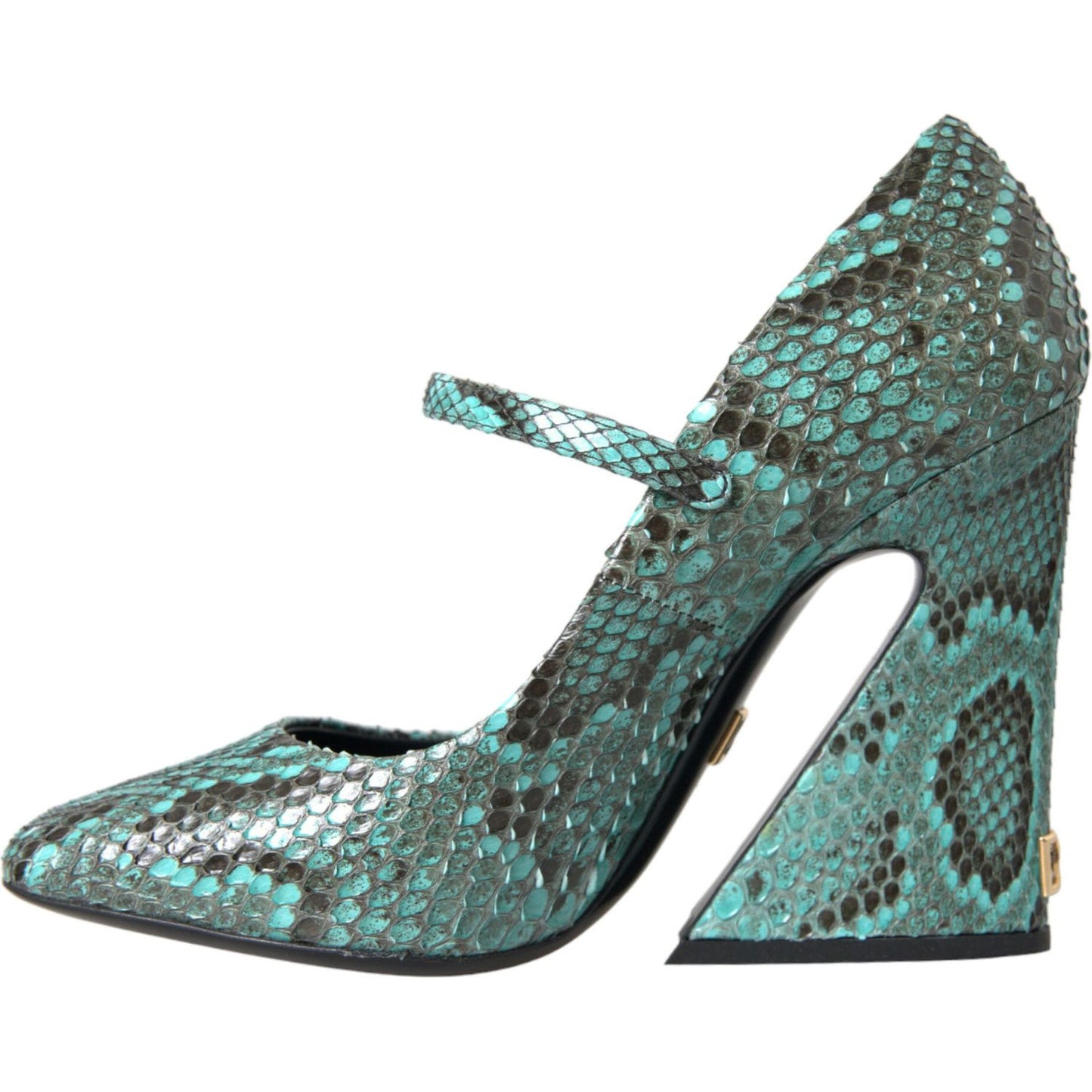 Dolce & Gabbana Aqua Python Leather Mary Jane Pumps Shoes Dolce & Gabbana Dim Gray