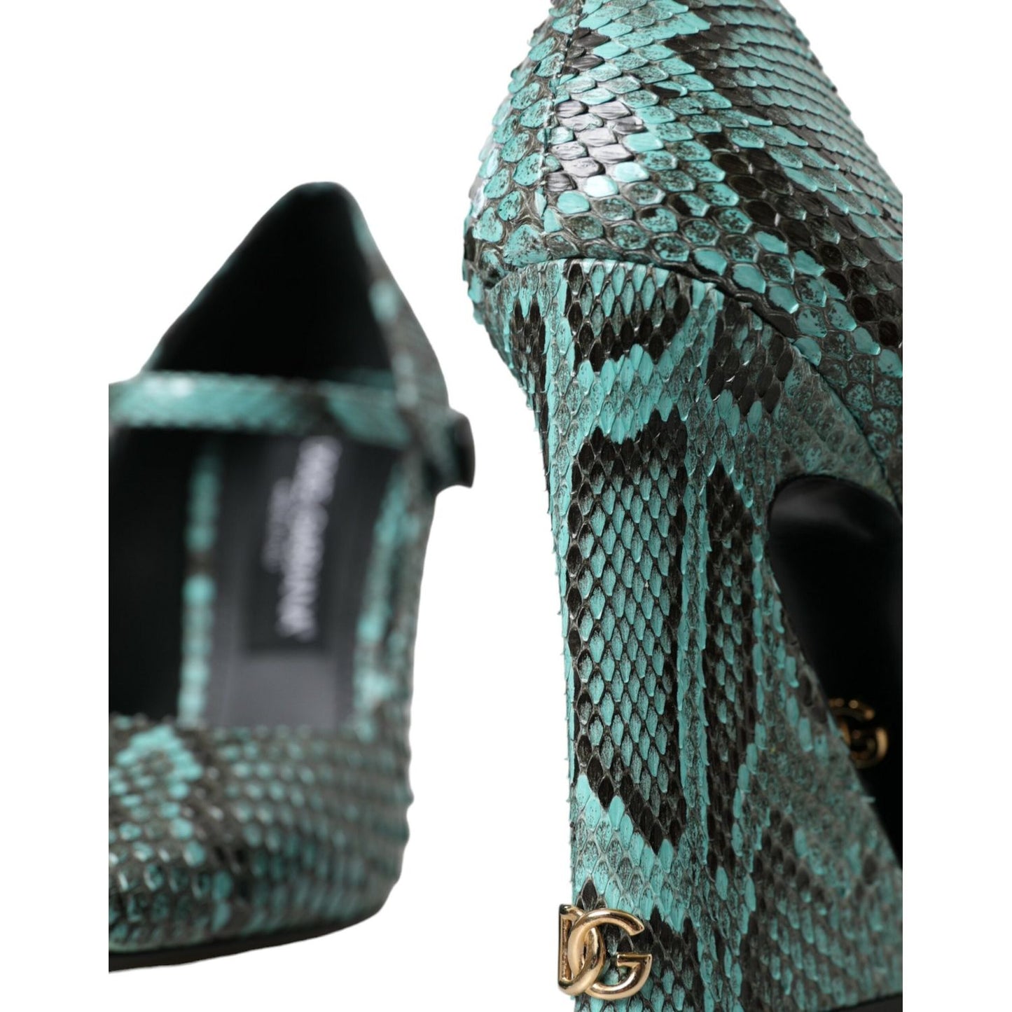 Dolce & Gabbana Aqua Python Leather Mary Jane Pumps Shoes Dolce & Gabbana Dark Slate Gray