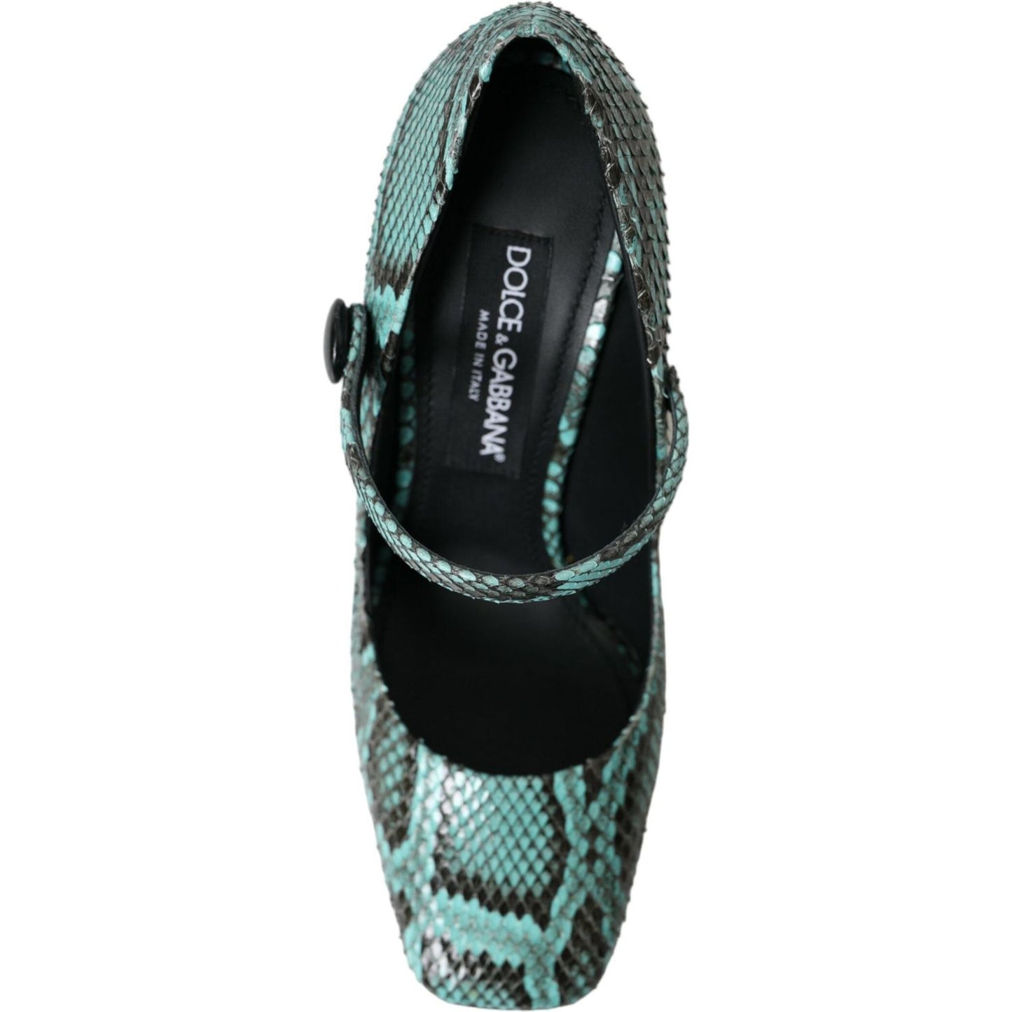 Dolce & Gabbana Aqua Python Leather Mary Jane Pumps Shoes Dolce & Gabbana Black