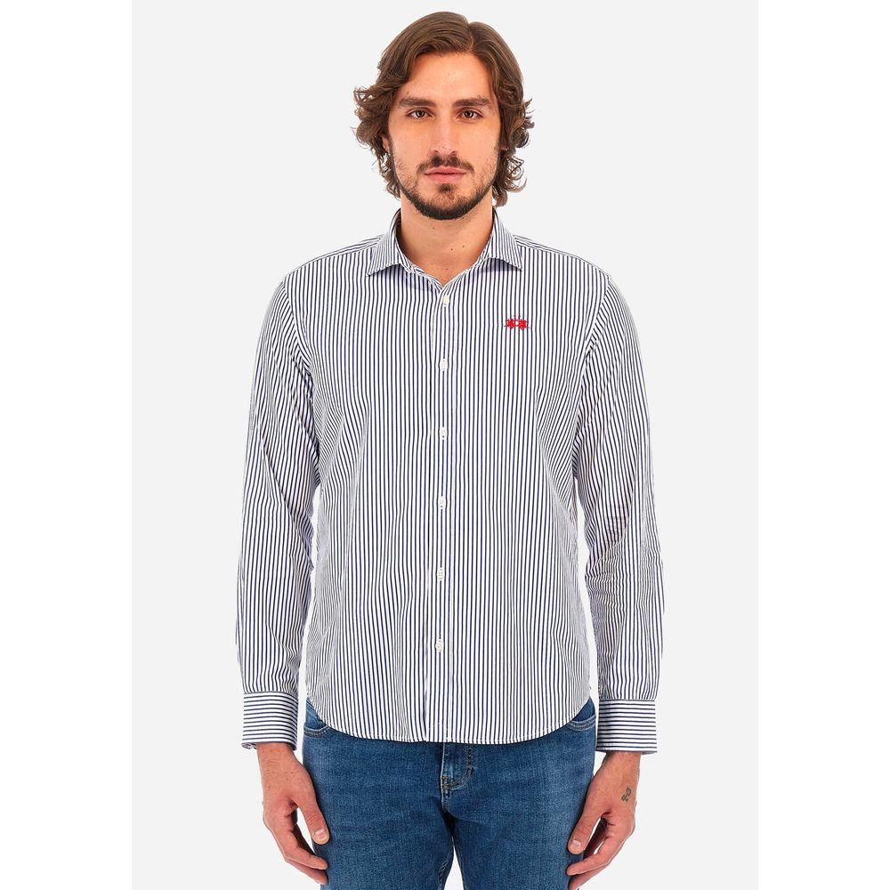 La Martina White Cotton Shirt La Martina Dark Slate Gray