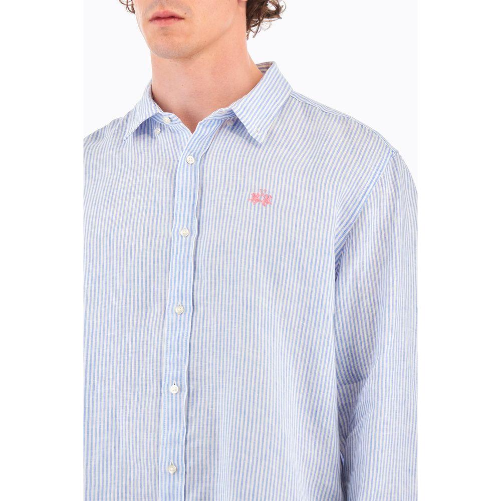 La Martina White Cotton Shirt La Martina Light Gray