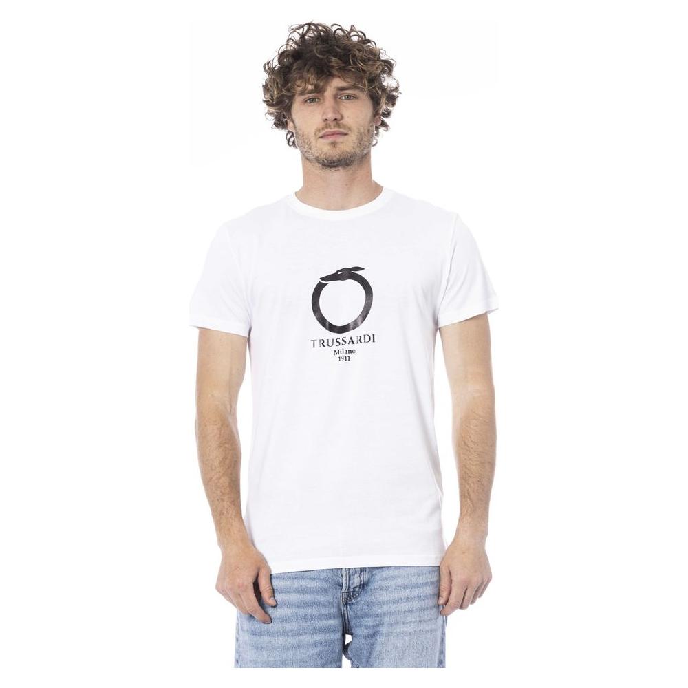Trussardi Beachwear White Cotton T-Shirt TR-24321-M-FBB-186