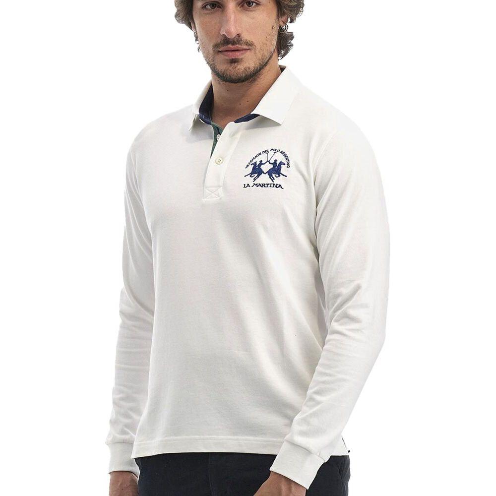 La Martina White Cotton Polo Shirt La Martina Light Gray