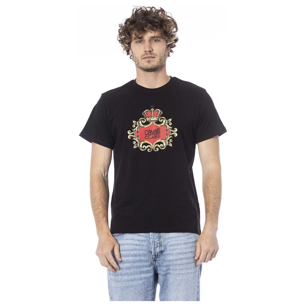 Cavalli Class Black Cotton Men T-Shirt Cavalli Class Gray