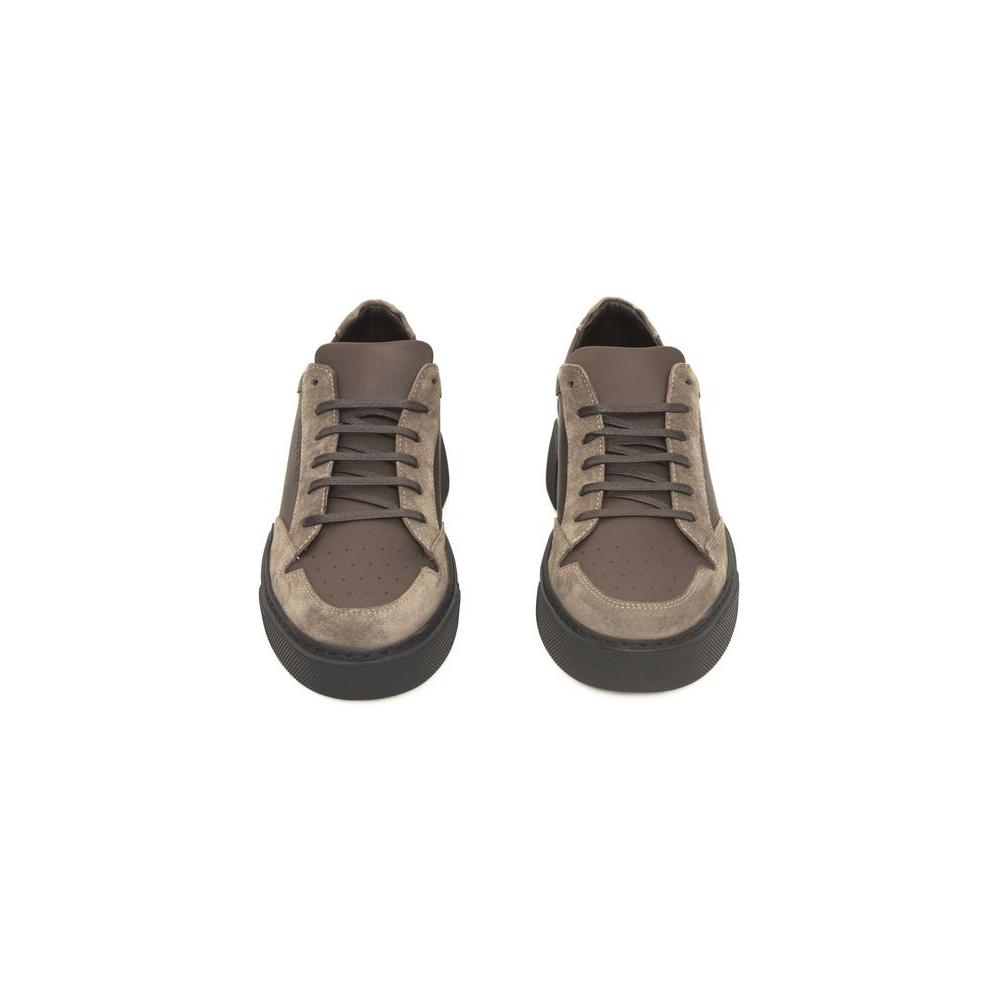 Cerruti 1881 Beige Leather Men Sneaker Cerruti 1881 Dim Gray