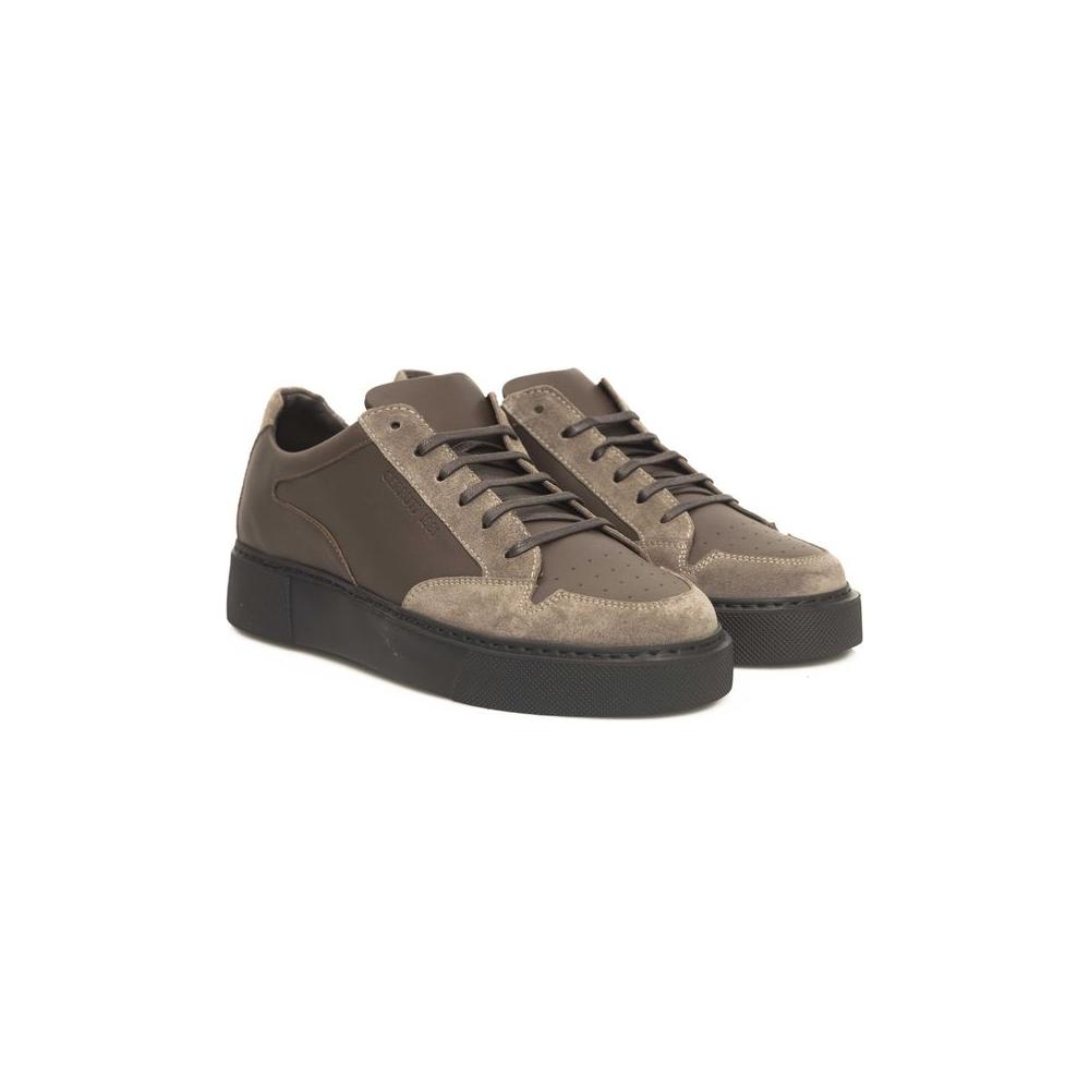 Cerruti 1881 Beige Leather Men Sneaker Cerruti 1881 Dim Gray