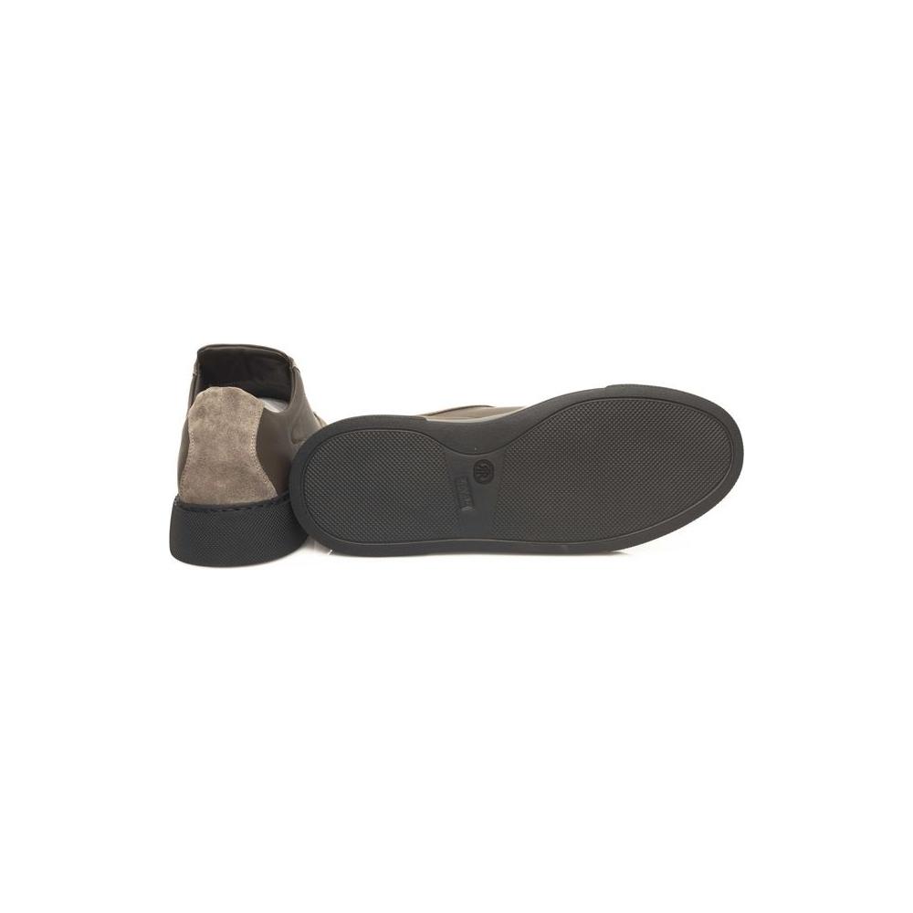Cerruti 1881 Beige Leather Men Sneaker Cerruti 1881 Dark Slate Gray