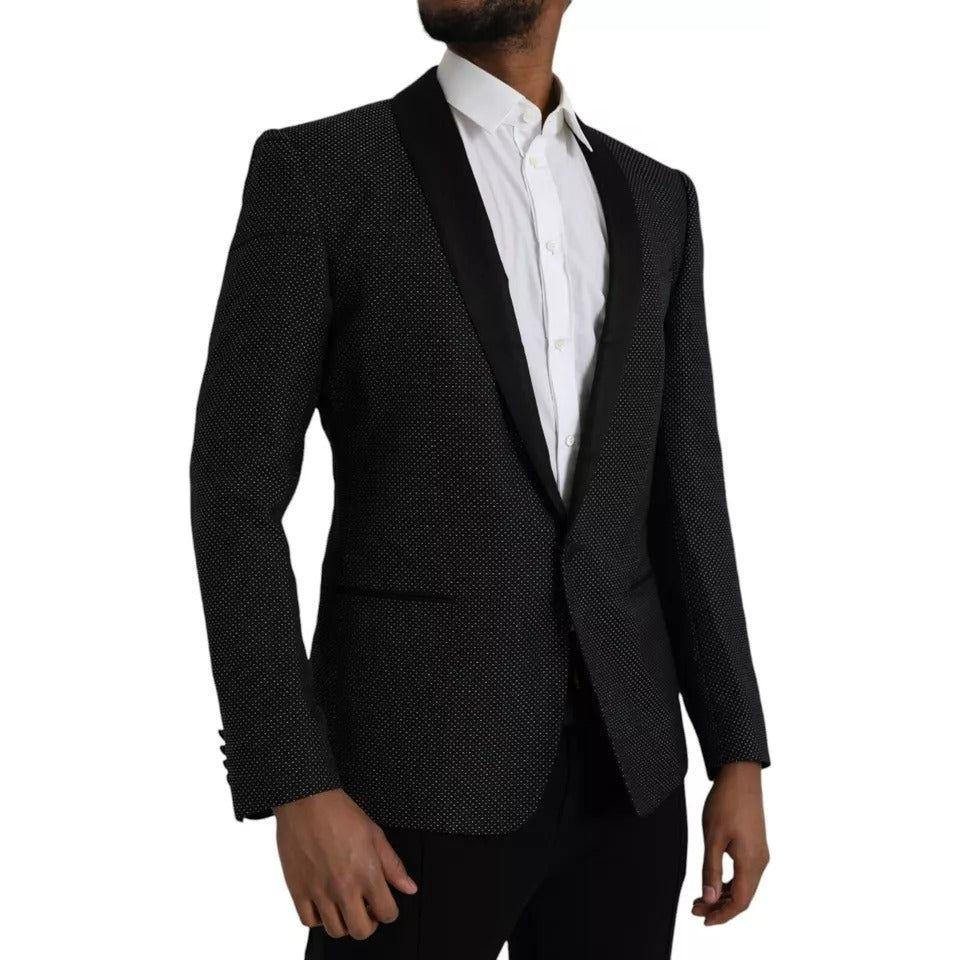Dolce & Gabbana Black Jacquard MARTINI Single Breasted Coat Blazer Dolce & Gabbana Black