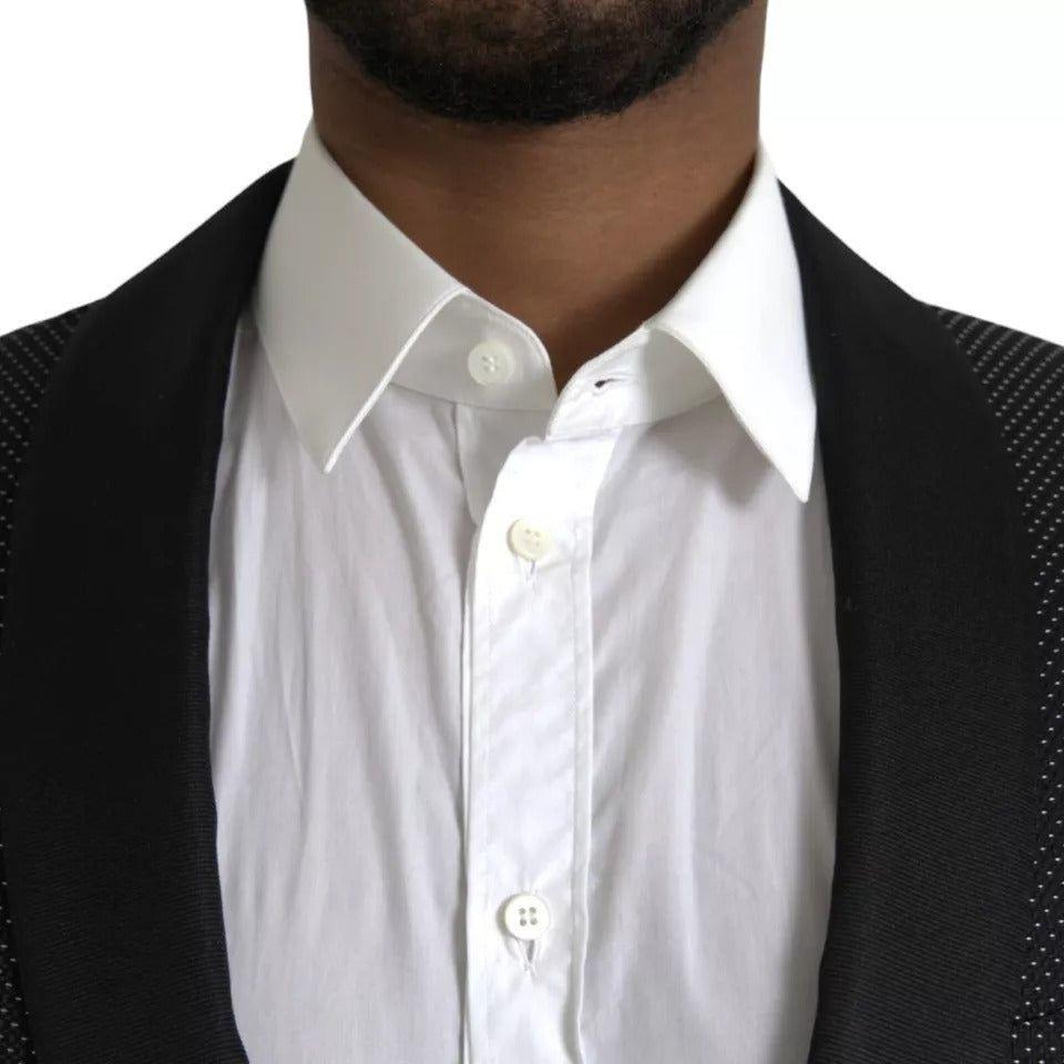 Dolce & Gabbana Black Jacquard MARTINI Single Breasted Coat Blazer Dolce & Gabbana Light Gray