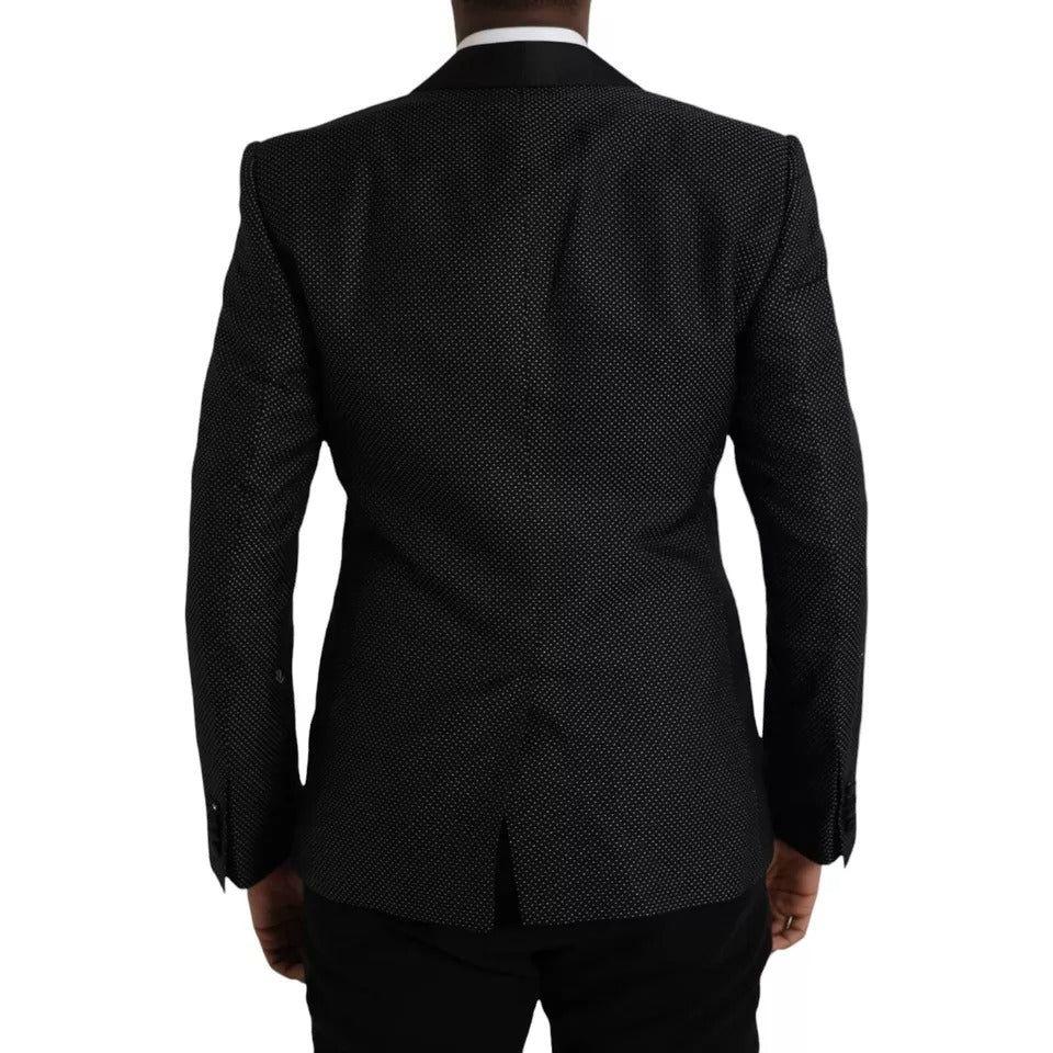 Dolce & Gabbana Black Jacquard MARTINI Single Breasted Coat Blazer Dolce & Gabbana Black