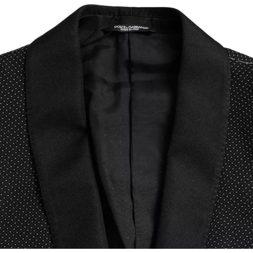 Dolce & Gabbana Black Jacquard MARTINI Single Breasted Coat Blazer Dolce & Gabbana Black