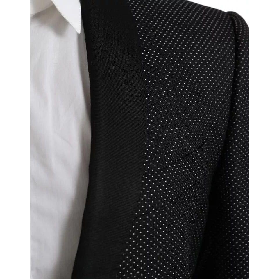 Dolce & Gabbana Black Jacquard MARTINI Single Breasted Coat Blazer Dolce & Gabbana Gray