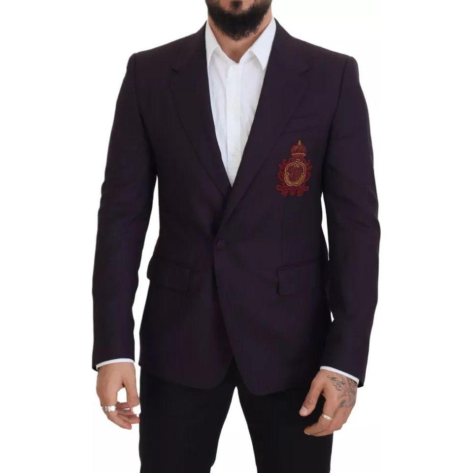 Dolce & Gabbana Purple Logo Single Breasted Wool Blazer JKT3450-52