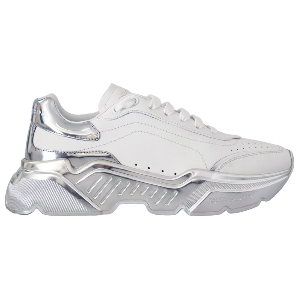 Dolce & Gabbana White Calfskin Men Sneaker Dolce & Gabbana Light Gray