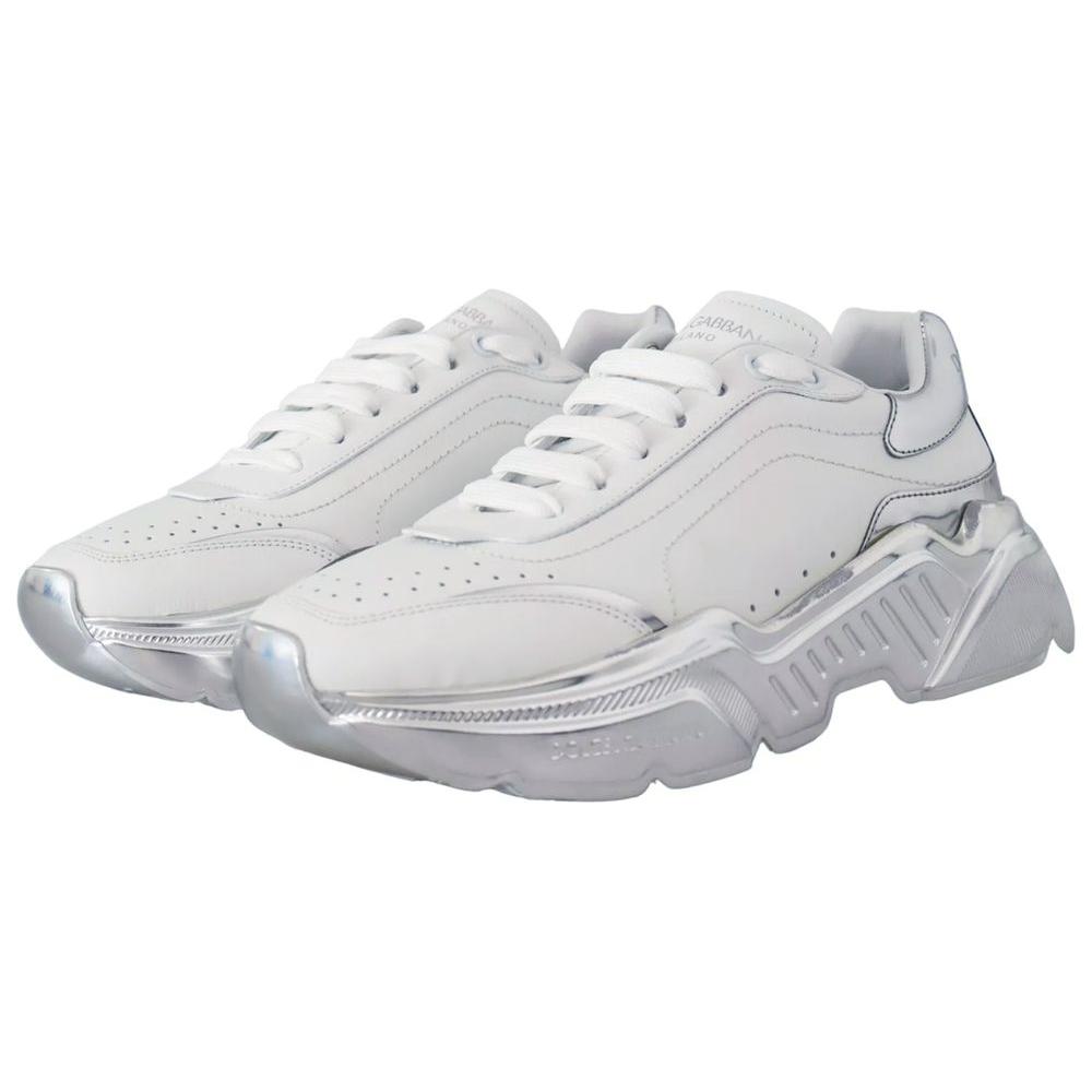 Dolce & Gabbana White Calfskin Men Sneaker Dolce & Gabbana Light Gray