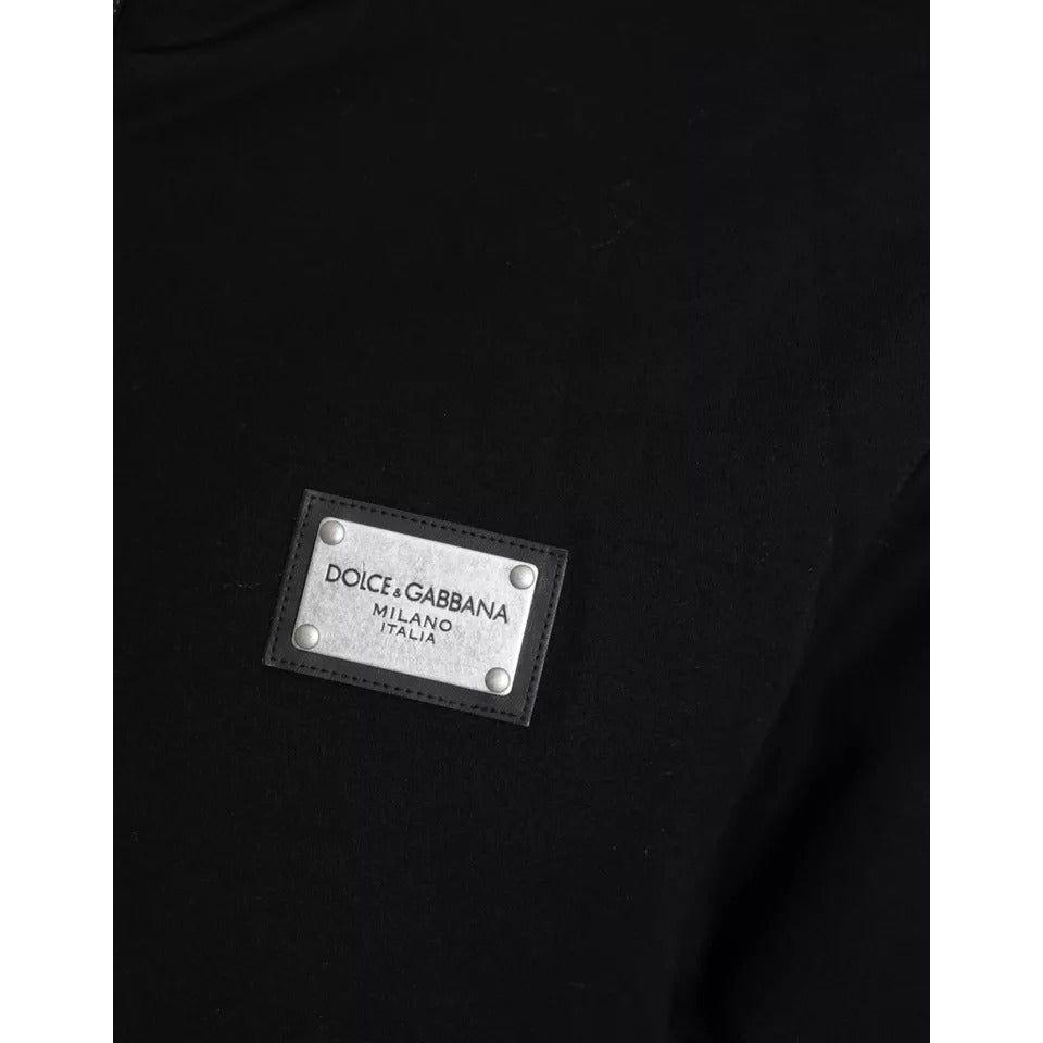 Dolce & Gabbana Black Cotton Hooded Logo Bomber Jacket Dolce & Gabbana Black