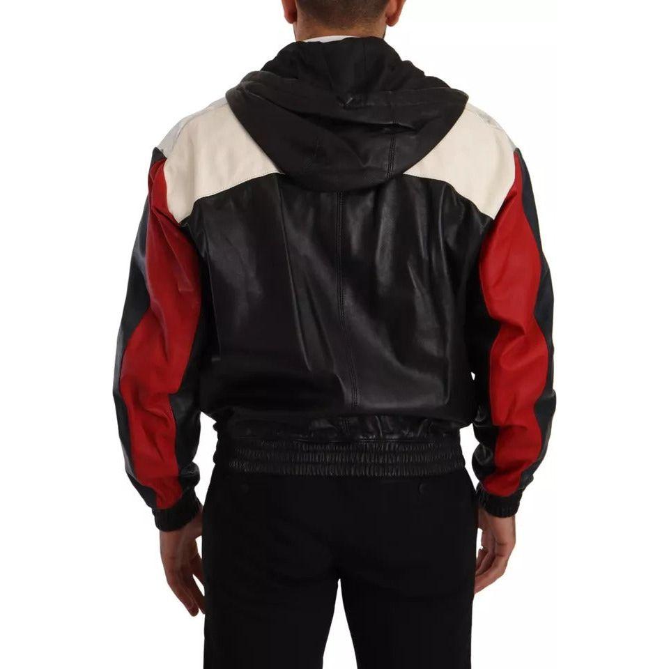 Dolce & Gabbana Black Leather Hooded Blouson Jacket JKT3032-50