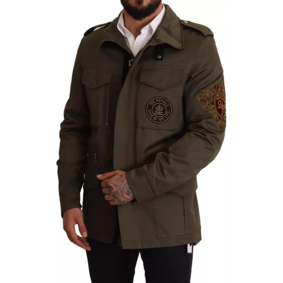 Dolce & Gabbana Green Cotton DG Love Blouson Coat Jacket JKT2956-50