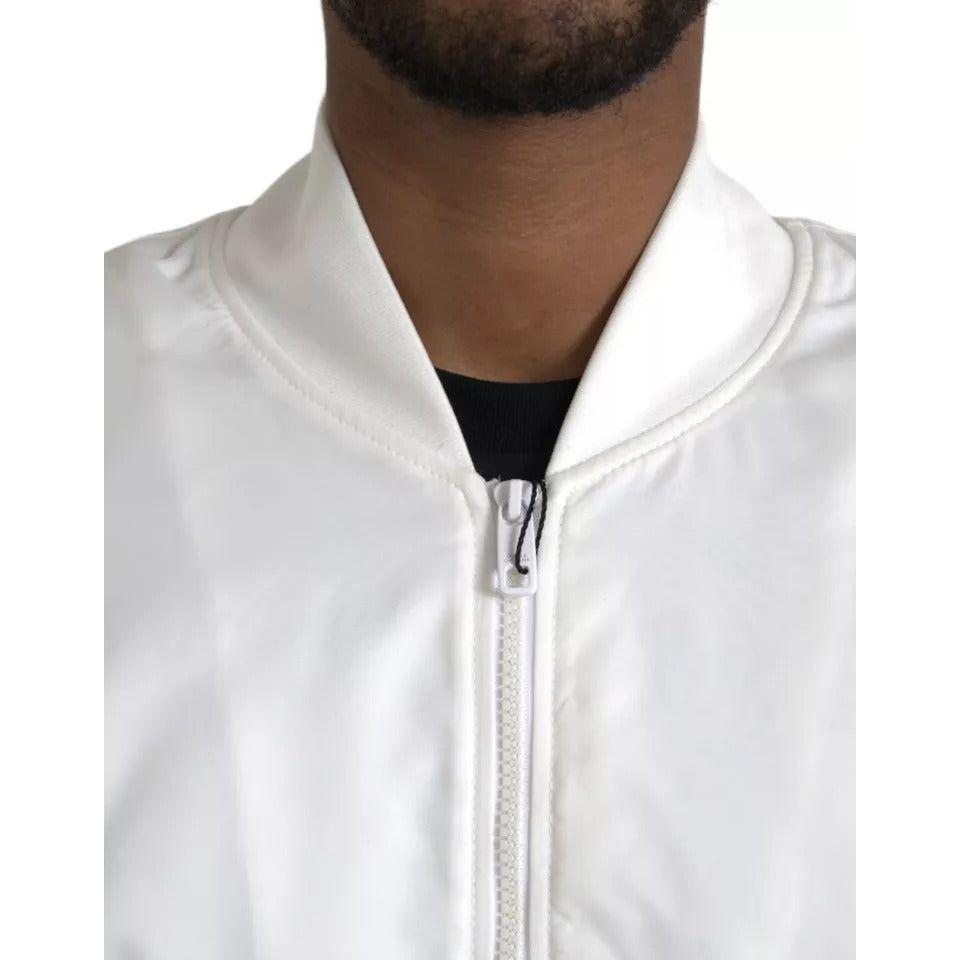 Dolce & Gabbana White Bomber Long Sleeves Full Zip Jacket JKT3840-48