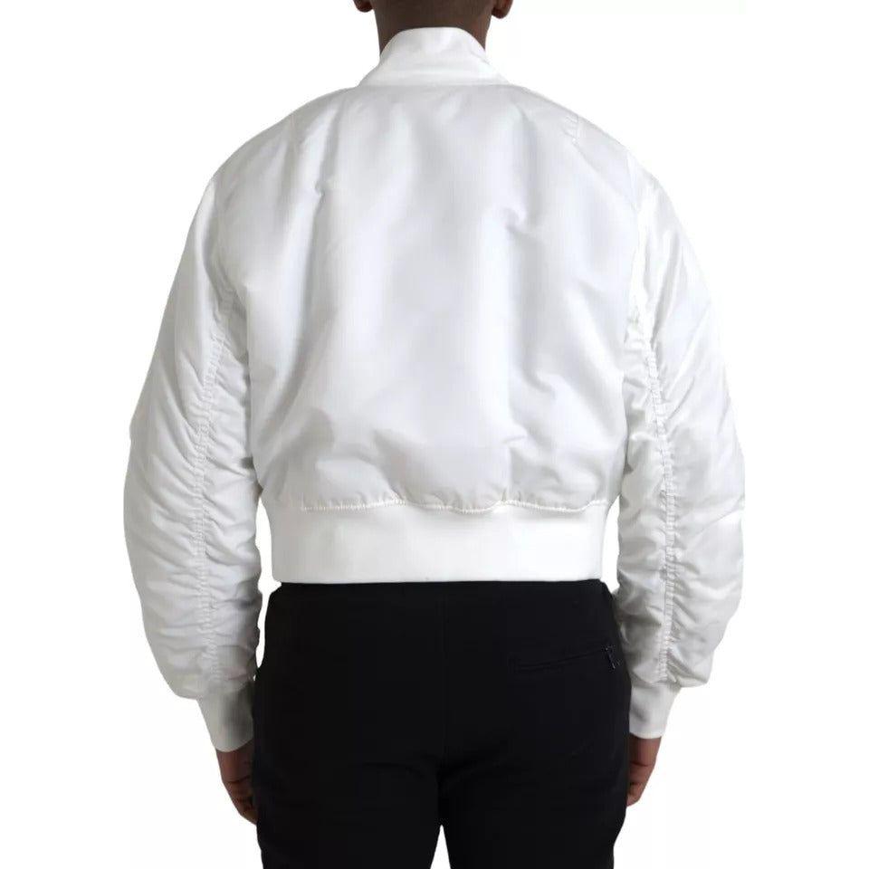 Dolce & Gabbana White Bomber Long Sleeves Full Zip Jacket JKT3840-48