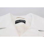 Dolce & Gabbana White Leather Biker Coat Zipper Jacket JKT3430-46
