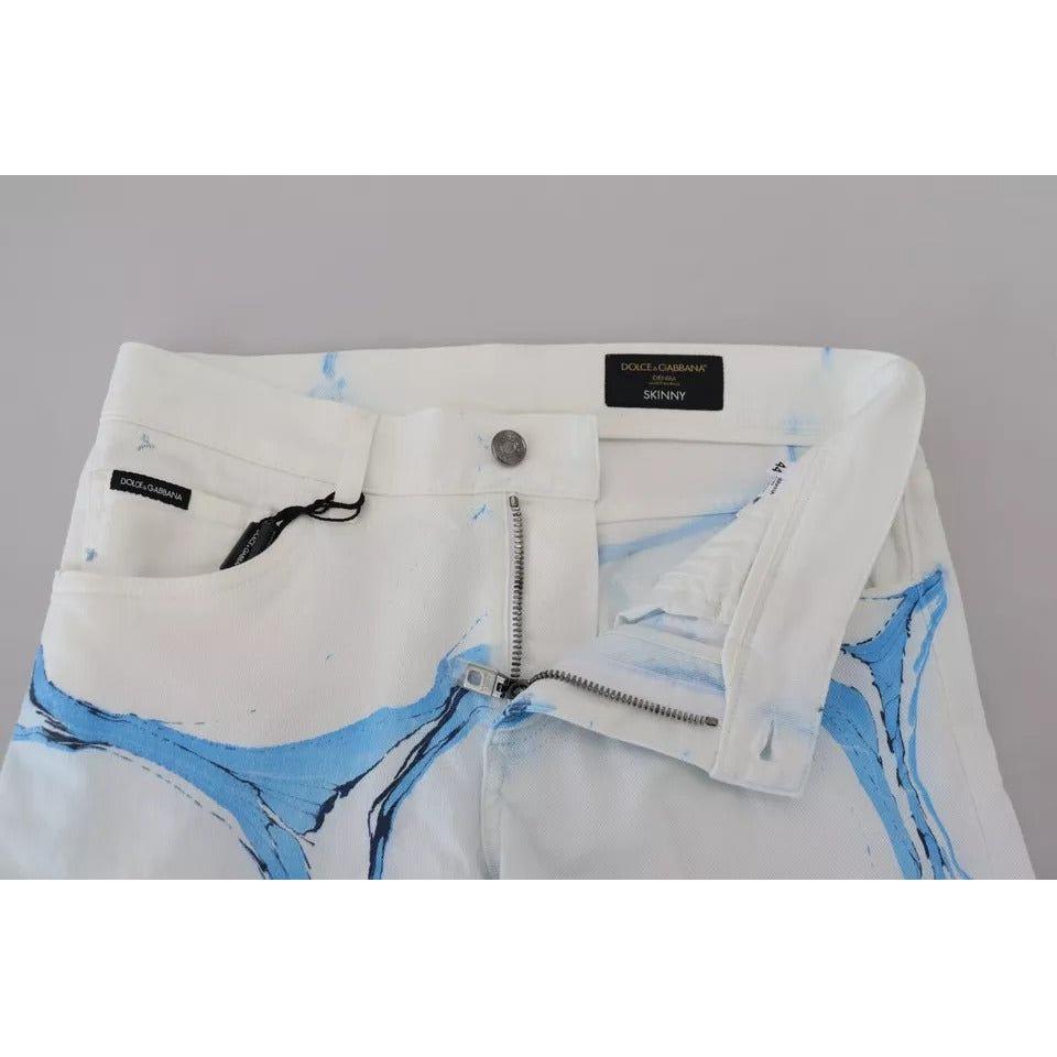Dolce & Gabbana White Blue Cotton Skinny Denim Jeans PAN73205-44