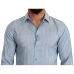 Dolce & Gabbana Blue Striped Silk Formal Dress MARTINI Shirt TSH6439-39