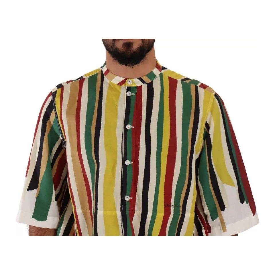 Dolce & Gabbana Multicolor Striped Linen Cotton Shirt TSH7536-40
