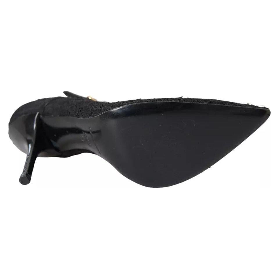 Dolce & Gabbana Black Tulle Stretch Boots Pumps Shoes Dolce & Gabbana Dark Slate Gray