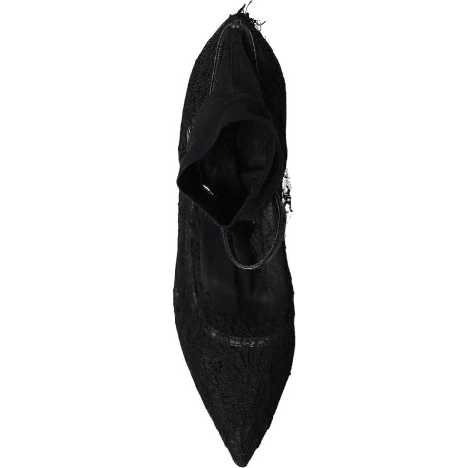 Dolce & Gabbana Black Tulle Stretch Boots Pumps Shoes Dolce & Gabbana Black
