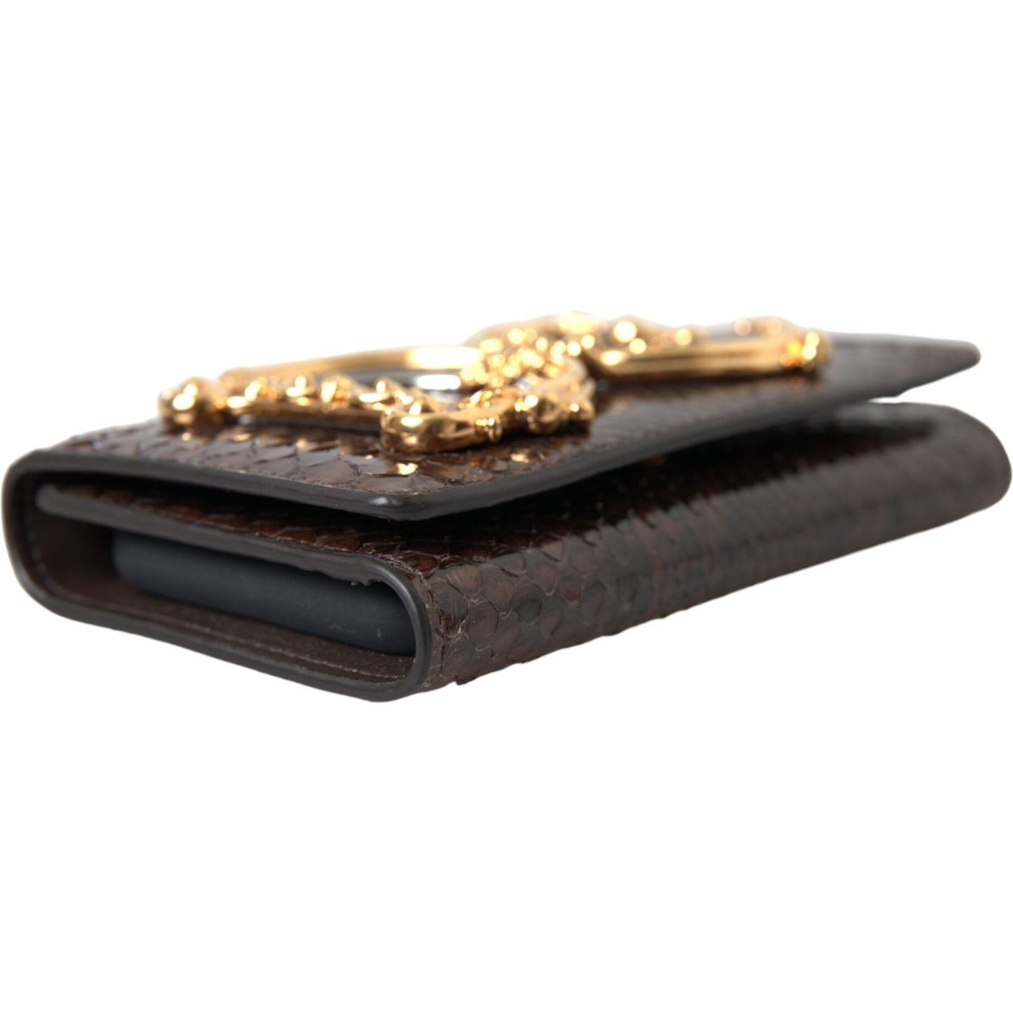 Dolce & Gabbana Brown Python Leather DG Girls Crossbody Phone Bag Dolce & Gabbana Dark Slate Gray