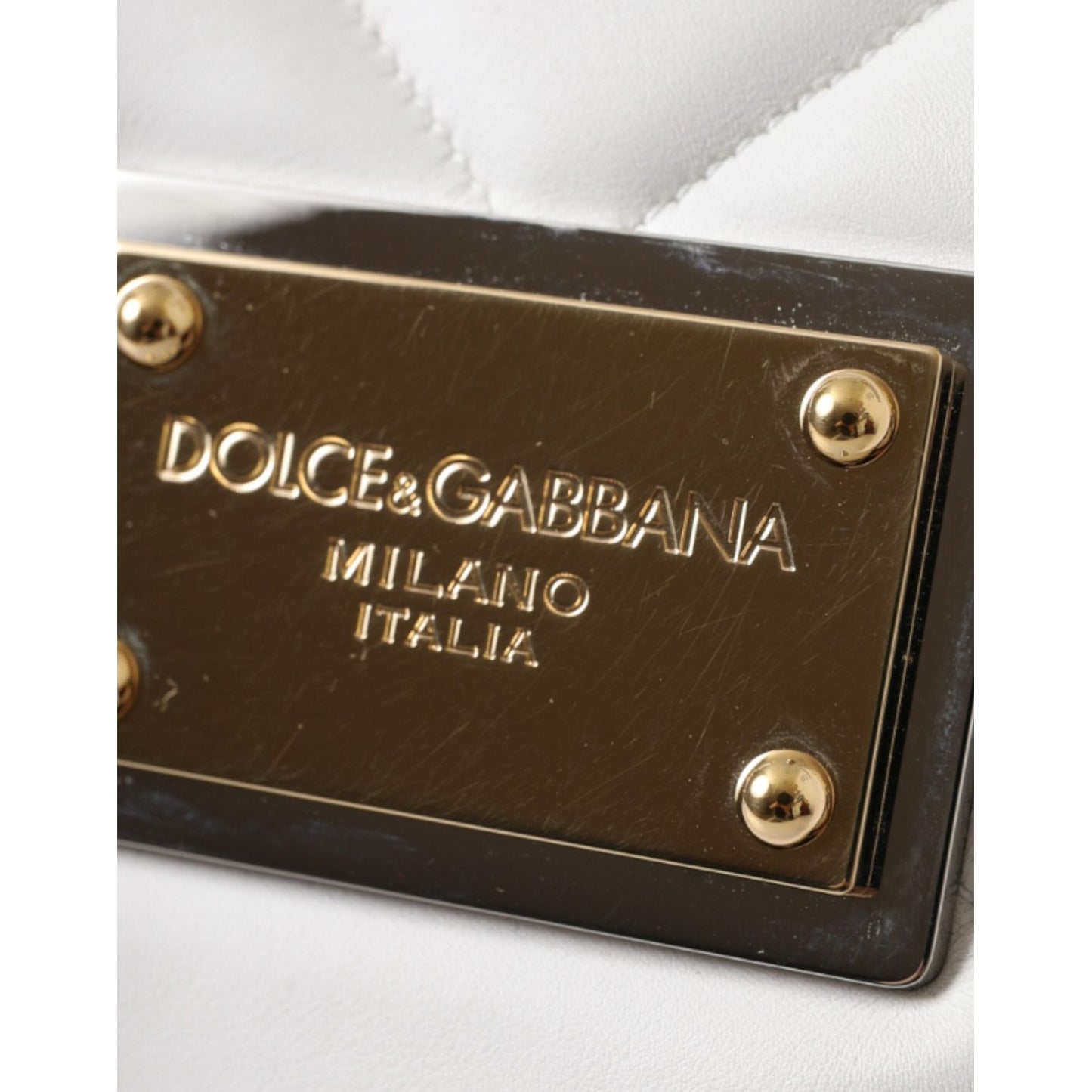 Dolce & Gabbana White Calf Leather 90's SICILY Shoulder Satchel Bag Dolce & Gabbana Dark Slate Gray