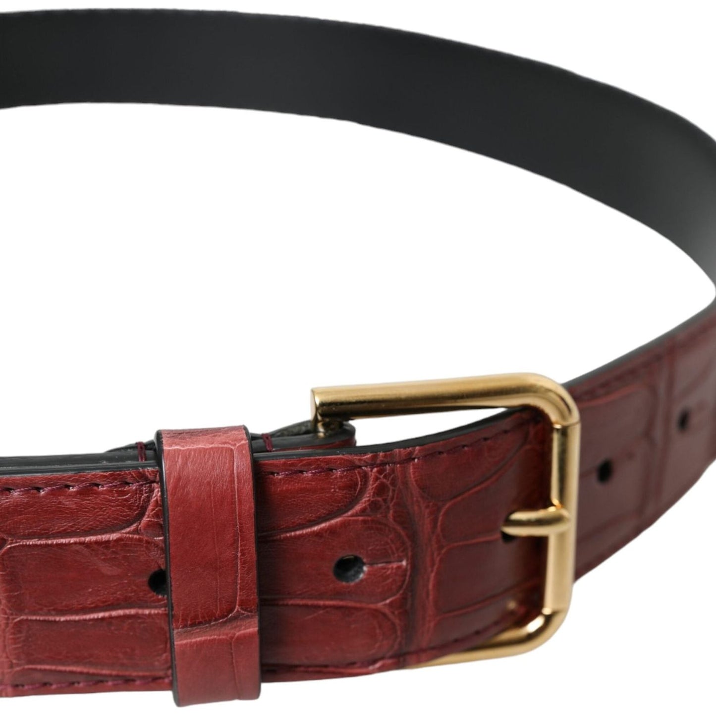 Dolce & Gabbana Brown Alligator Leather Studded Metal Buckle Belt Dolce & Gabbana Dark Slate Gray