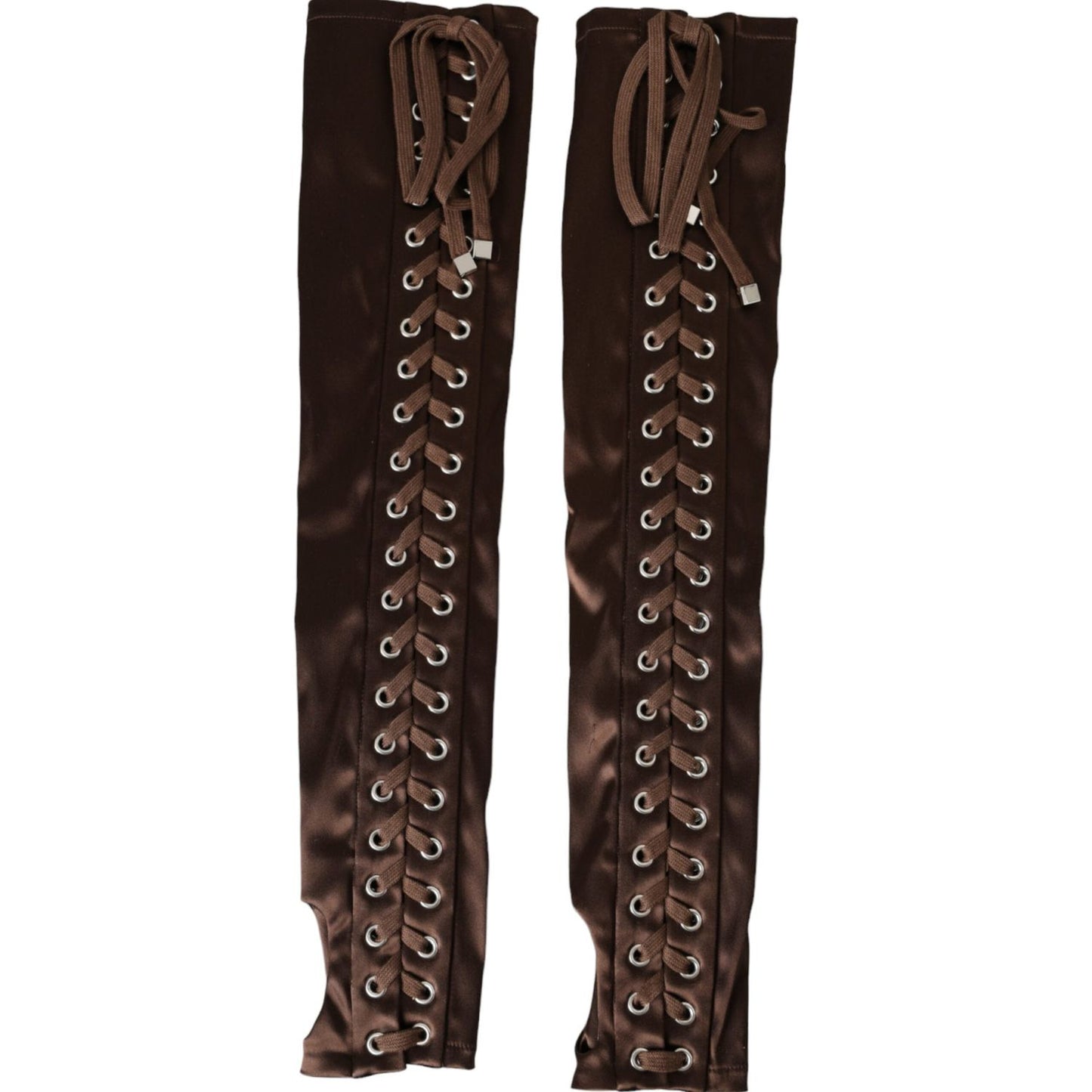 Dolce & Gabbana Brown Acetate Lace Up Fingerless Gloves Dolce & Gabbana Black
