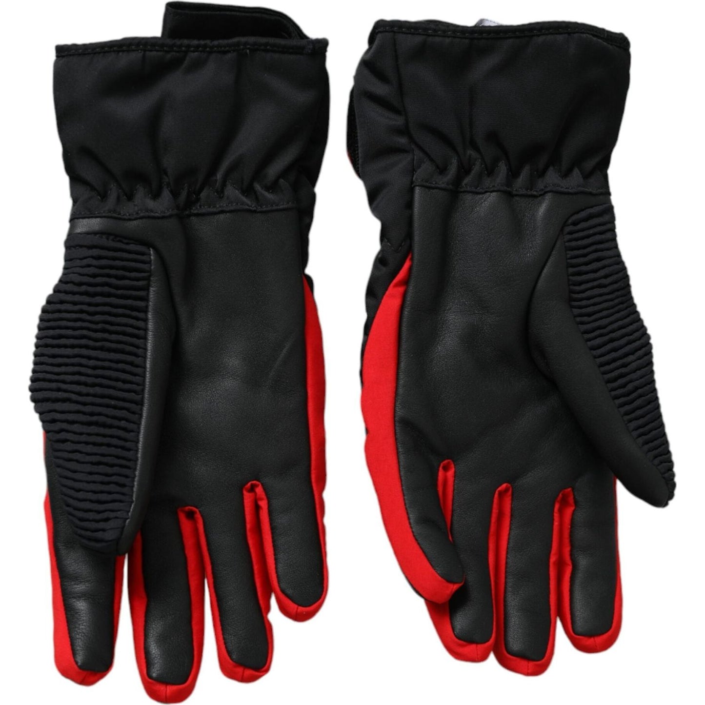 Dolce & Gabbana Black Red Nylon Wrist Length Gloves LB30144-7.5