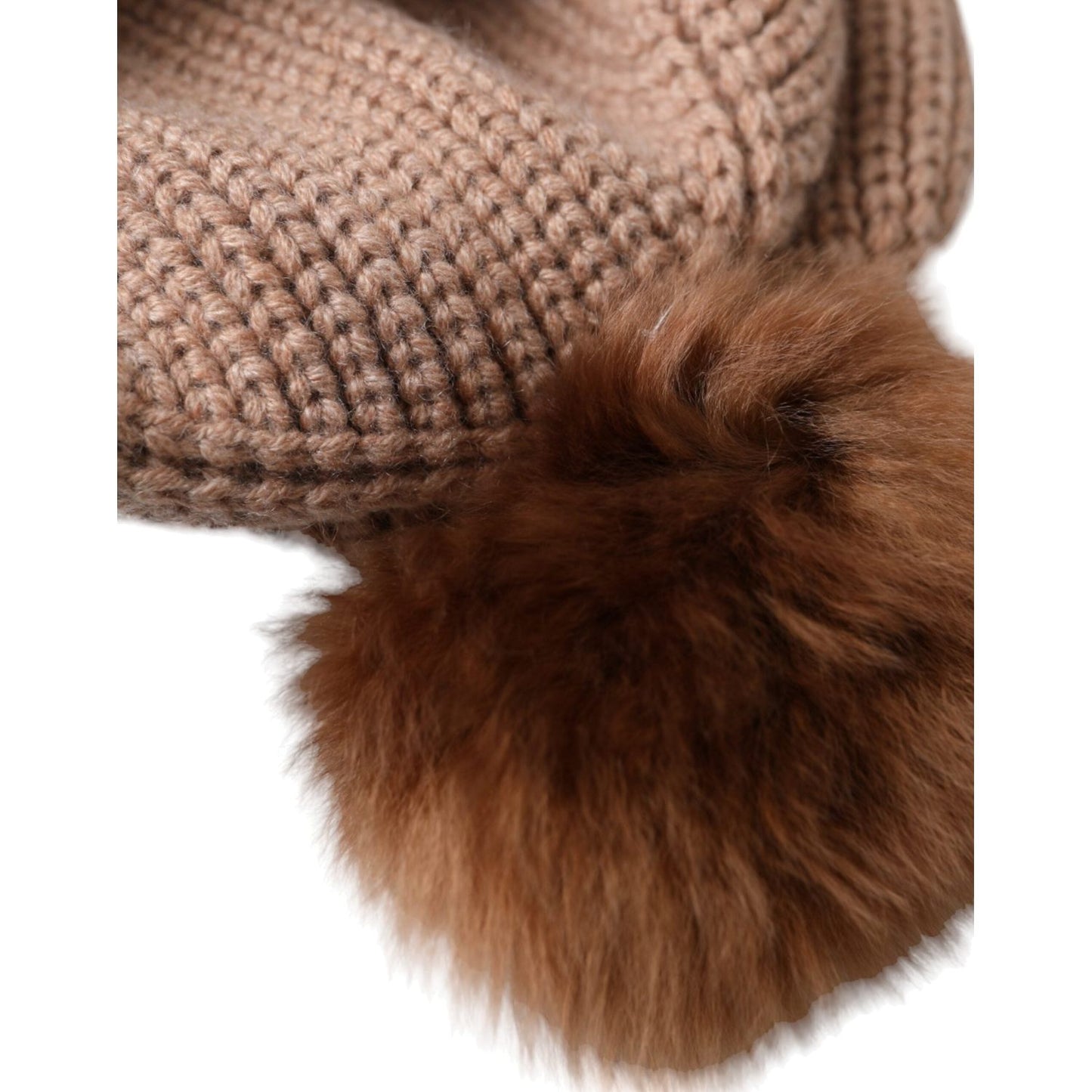 Dolce & Gabbana Brown Solid Knitted Fur Ball Winter Beanie Hat Dolce & Gabbana Dark Olive Green