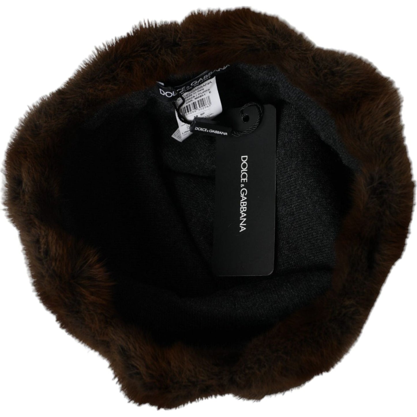 Dolce & Gabbana Brown Weasel Fur Womens Cashmere Hat Beanie Dolce & Gabbana Black