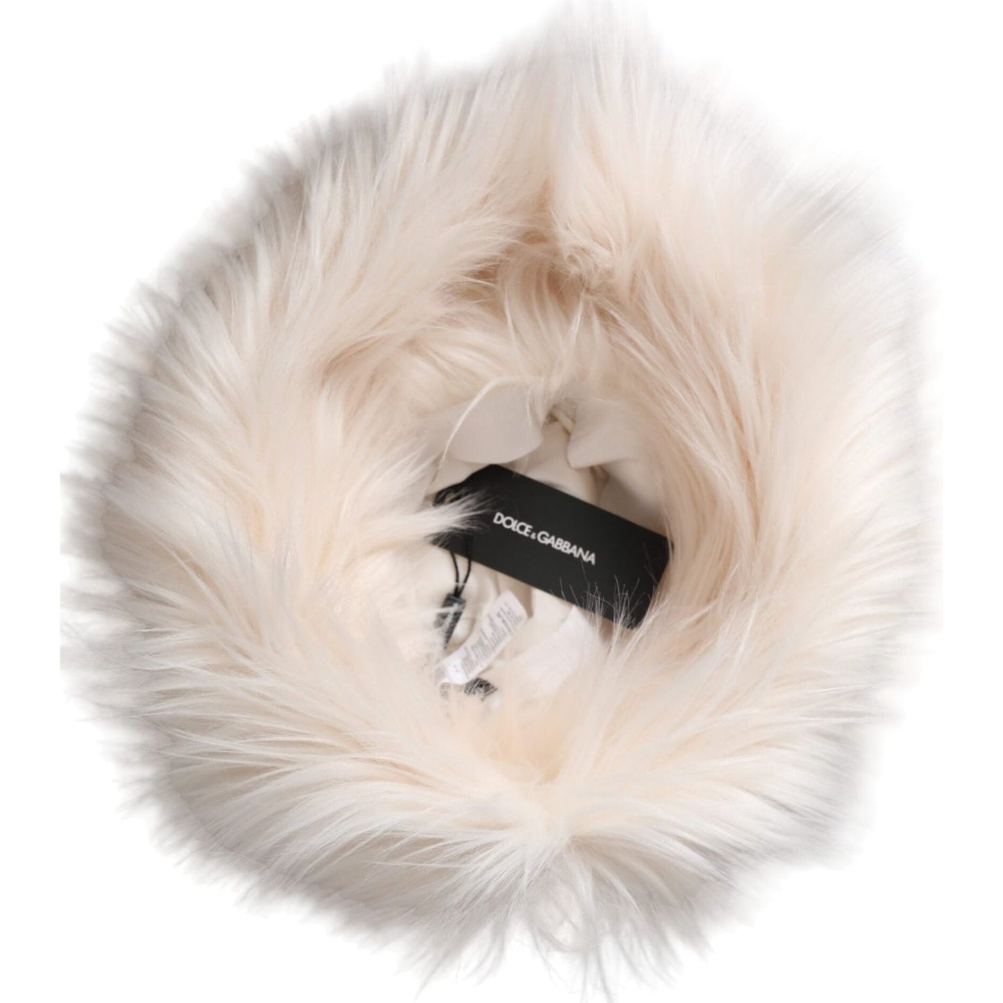 Dolce & Gabbana White Acrylic Fur Womens Bucket Hat Dolce & Gabbana Light Gray