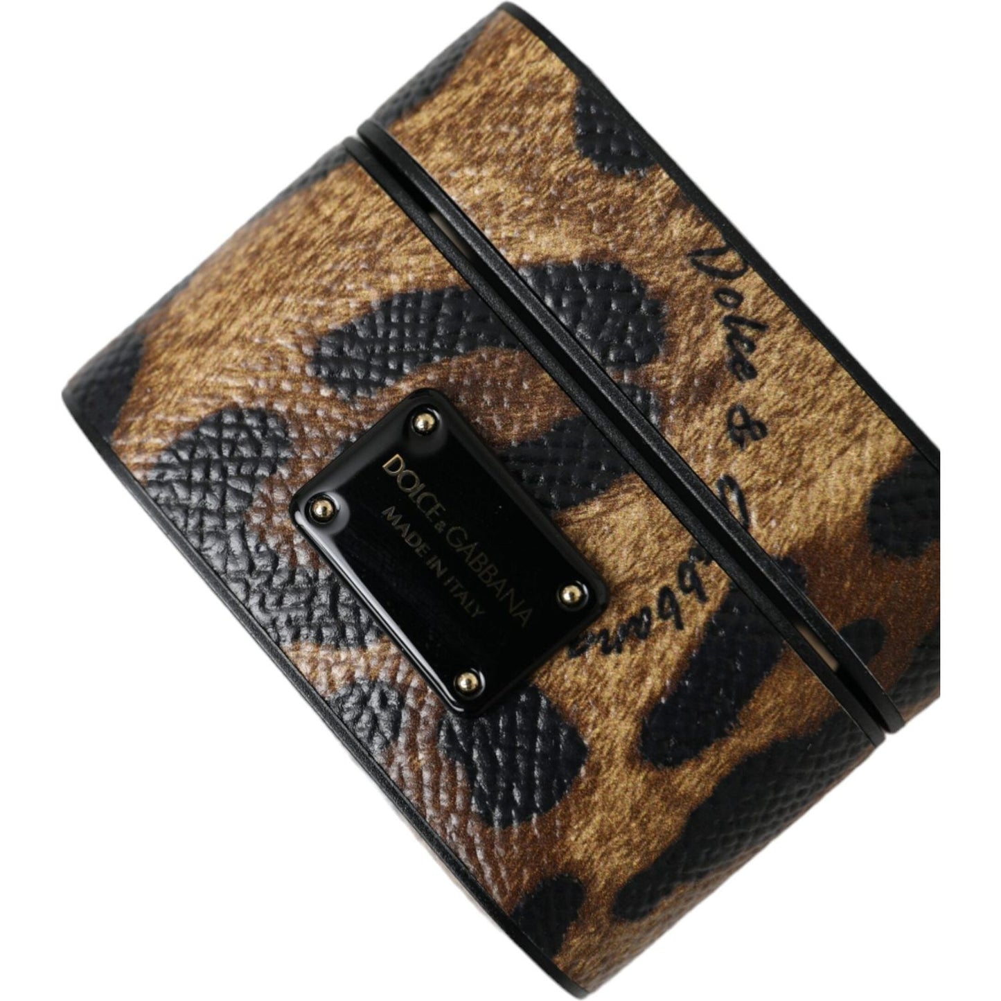 Dolce & Gabbana Brown Leopard Calf Leather Metal Logo Plaque Airpods Case Dolce & Gabbana Dark Slate Gray