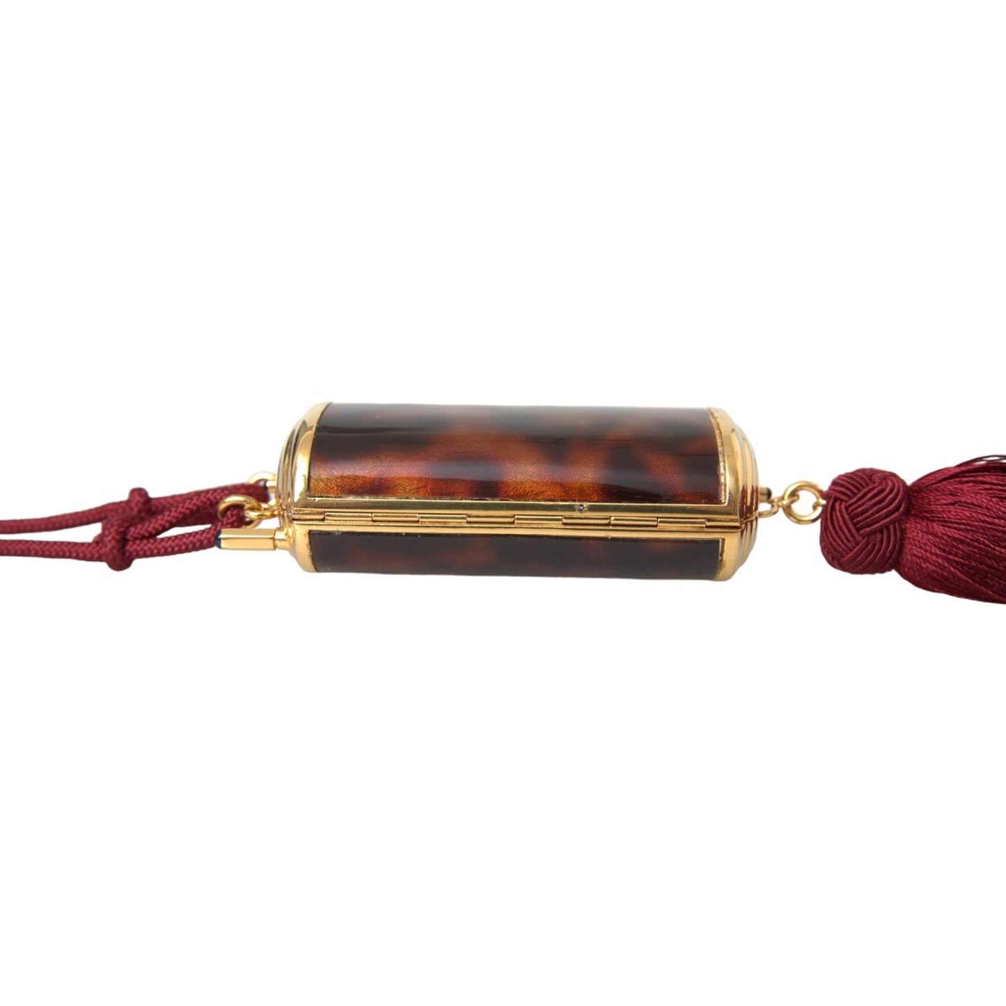 Dolce & Gabbana Brown Leopard Mini Mirror Tassel Make Up Holder Bag Dolce & Gabbana Saddle Brown