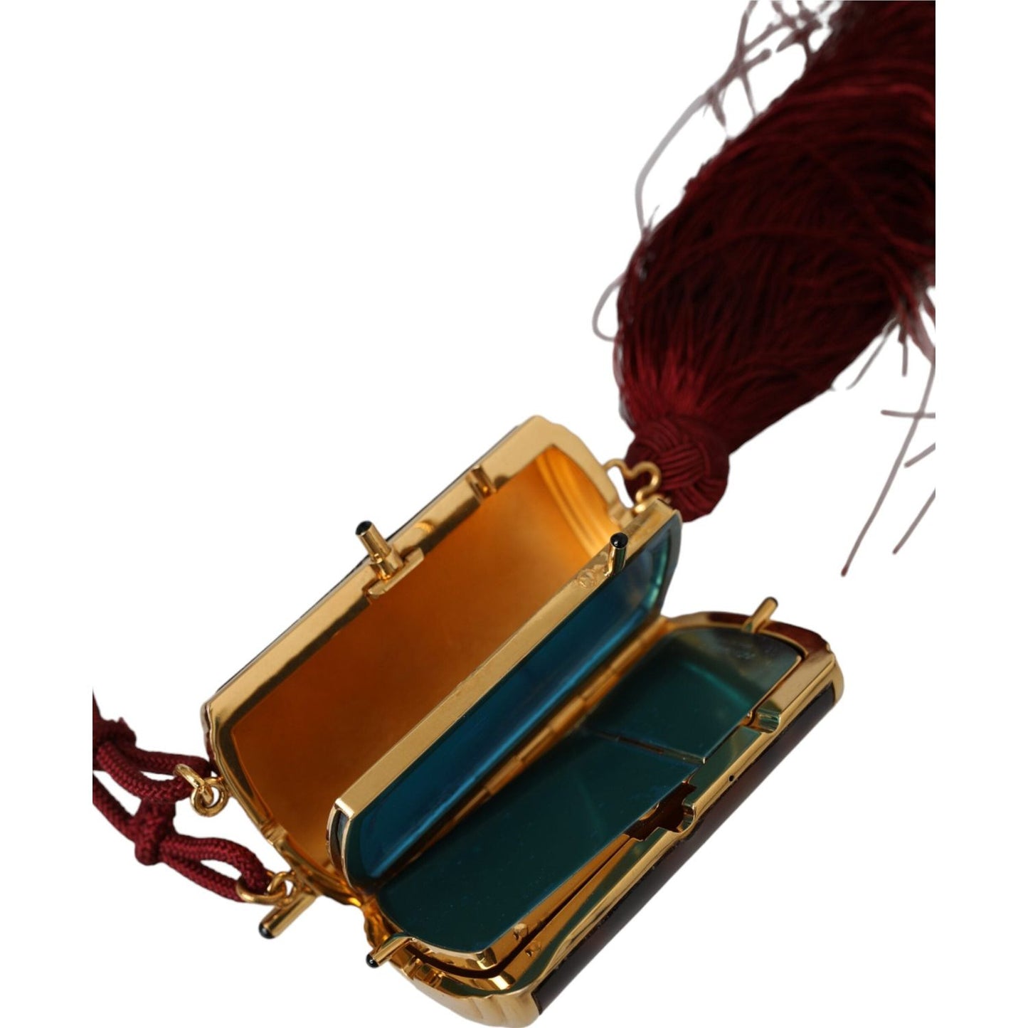 Dolce & Gabbana Brown Leopard Mini Mirror Tassel Make Up Holder Bag Dolce & Gabbana Black
