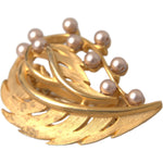 Dolce & Gabbana Gold Brass Leaf Embellished Jewelry Brooch Hair Pin FASHION ACCESSORIES Dolce & Gabbana Dark Khaki