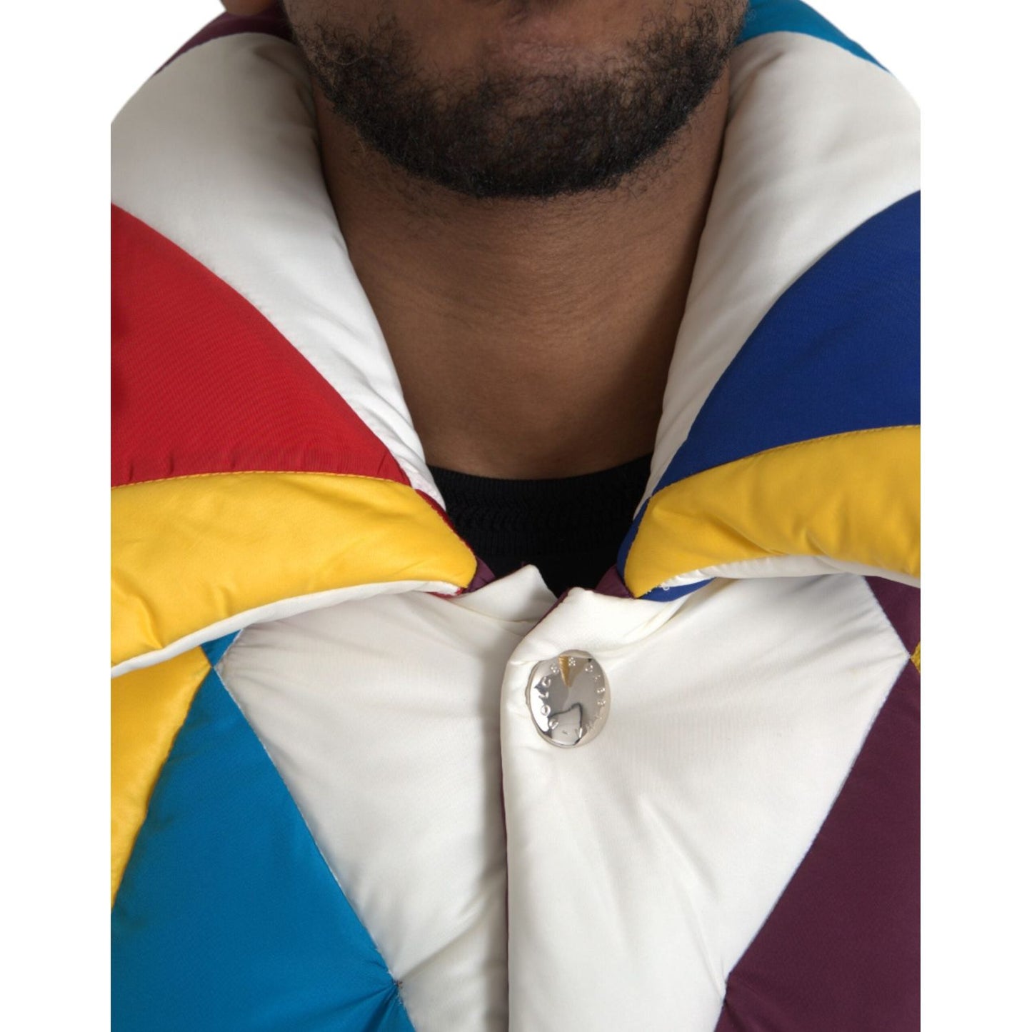 Dolce & Gabbana Multicolor Windbreaker Puffer Jacket Men Dolce & Gabbana Dark Slate Gray