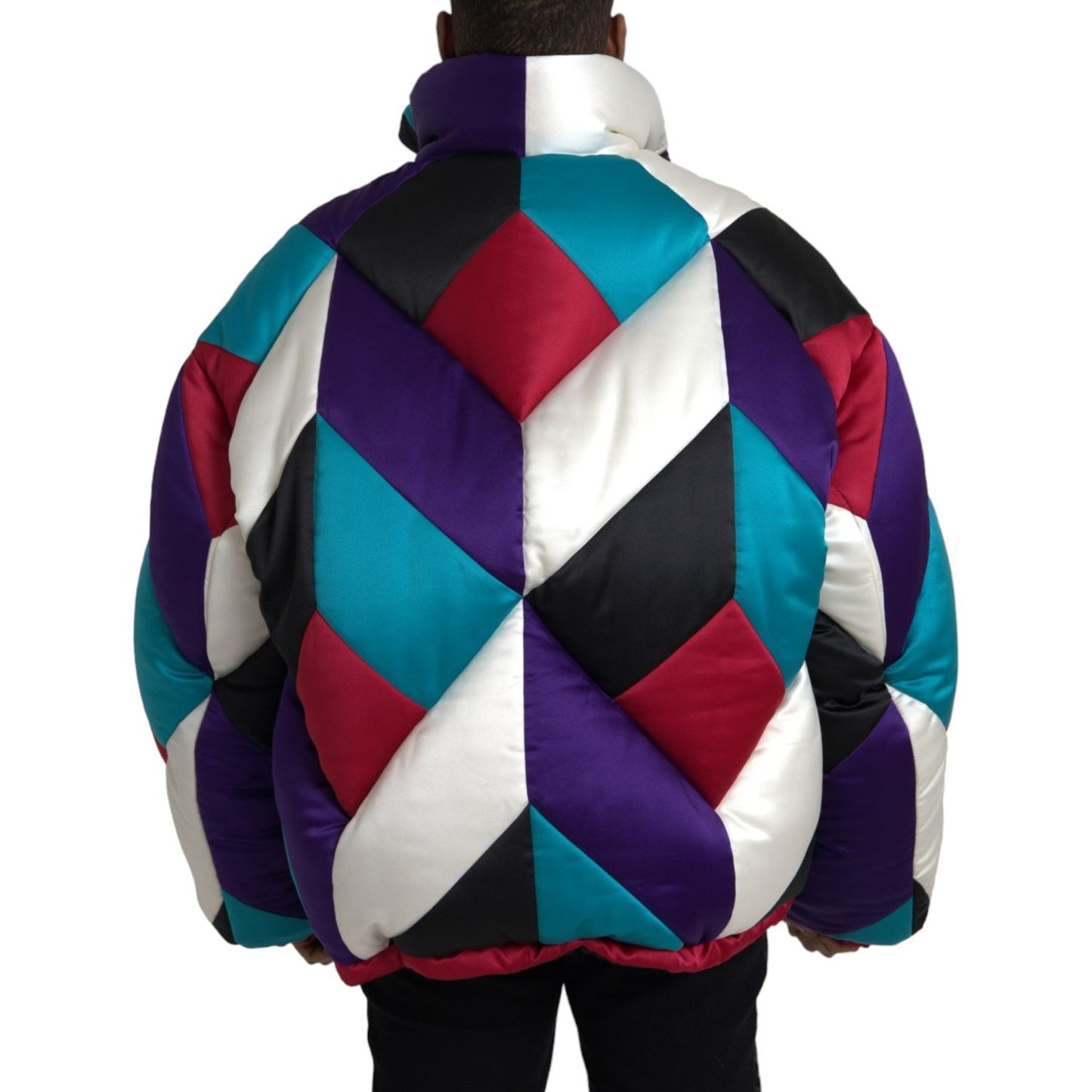 Dolce & Gabbana Multicolor Logo Windbreaker Puffer Jacket Dolce & Gabbana Gray