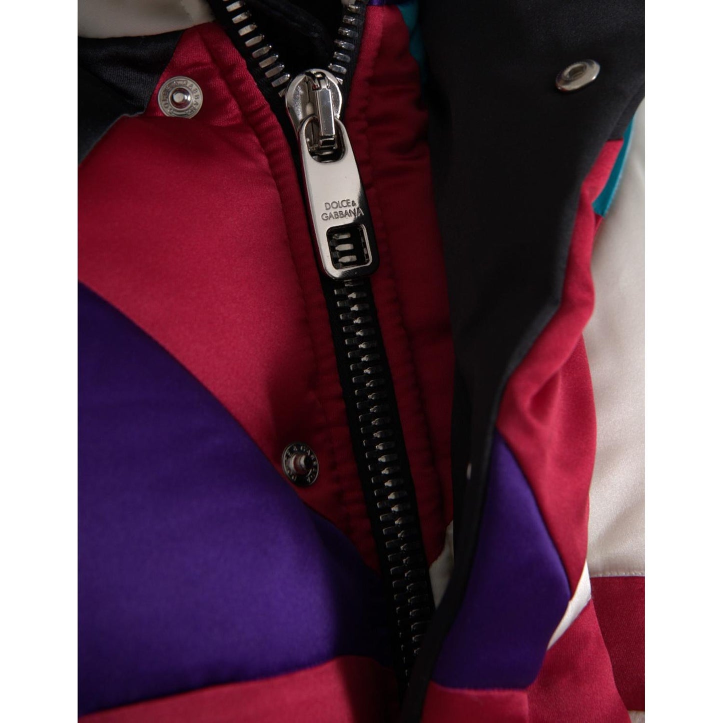Dolce & Gabbana Multicolor Logo Windbreaker Puffer Jacket Dolce & Gabbana Black