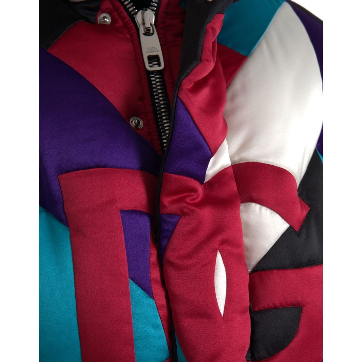 Dolce & Gabbana Multicolor Logo Windbreaker Puffer Jacket Dolce & Gabbana Dark Slate Gray