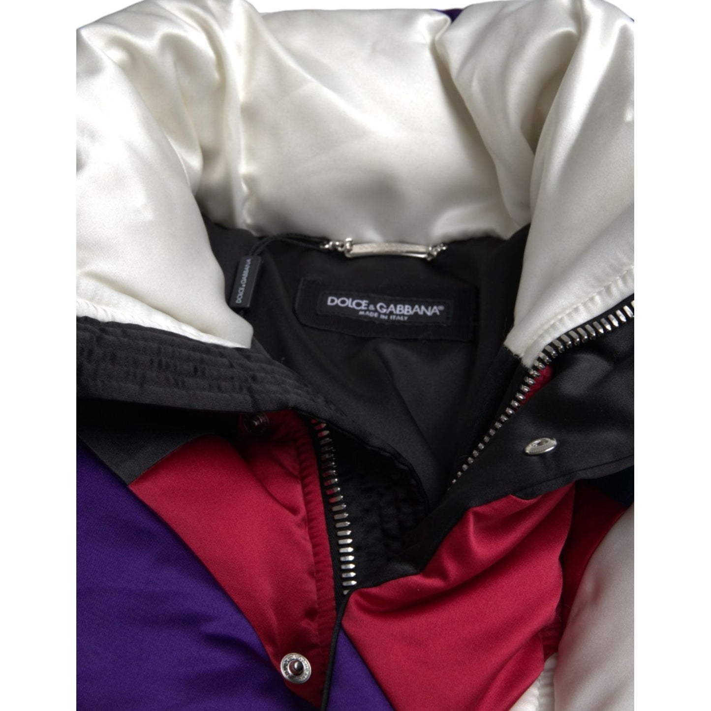 Dolce & Gabbana Multicolor Logo Windbreaker Puffer Jacket Dolce & Gabbana Black