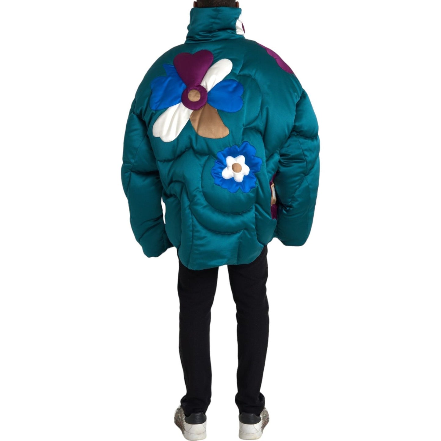 Dolce & Gabbana Multicolor Floral Windbreaker Puffer Jacket Dolce & Gabbana Dark Slate Gray